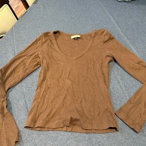 Universal Thread Brown Fitted Long Sleeve Blouse